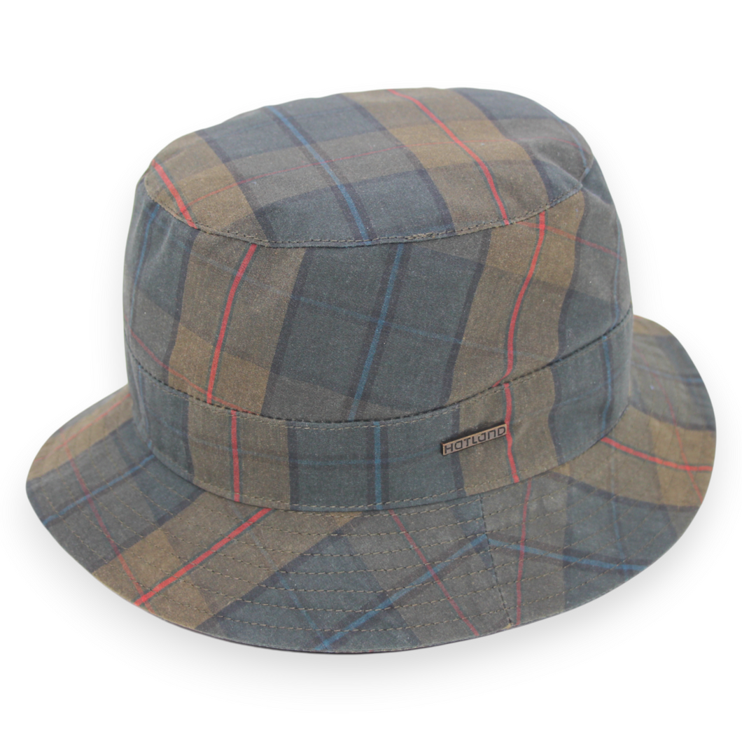 Hatland Hoed multicolor groot geruit waxed katoen