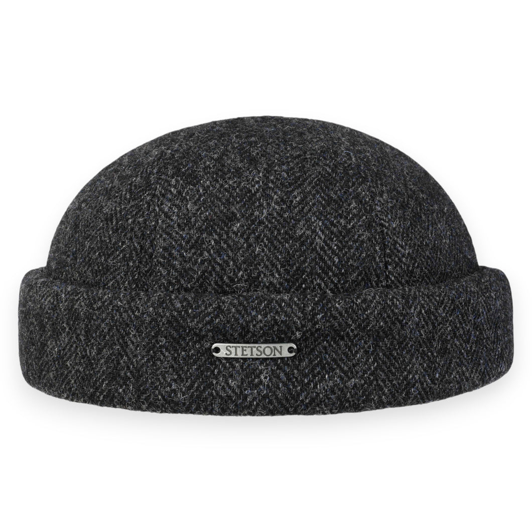 Stetson Muts antraciet grijs visgraat wol